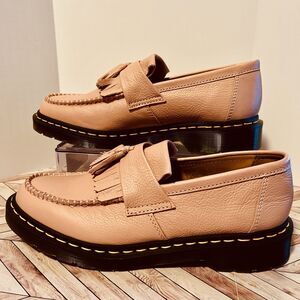 Dr Martens Adrian Women 11 Virginia Leather Tassel Loafer Shoes Peach Beige Kilt